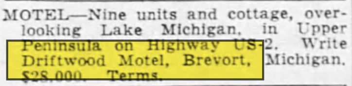 Driftwood Motel - July 1961 - For Sale (newer photo)
